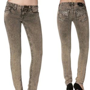 Miss Me Size 25 Olive Skinny Jeans Studded TP5724S1